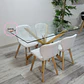 Mesa rectangular Warwick vidrio + 4 Sillas Mariposa ecocuero Tulip- comedor - Miniatura 1