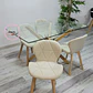 Mesa rectangular Warwick vidrio + 4 Sillas Mariposa Tulip lino- comedor - Miniatura 3