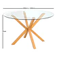 Mesa Madrid Warwick Cross Redonda de 100 cm Vidrio Templado y Patas Metálicas Efecto Madera Natural comedor restaurant - Miniatura 3