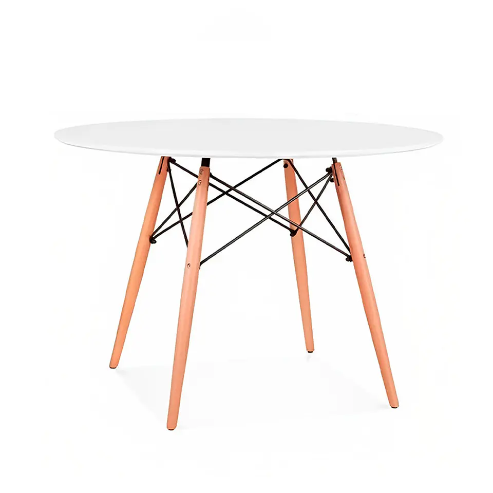 Mesa Redonda Eames 80cm MDF y estructura Madera para Comedor, y Reunión Oficina interior 5