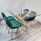 Mesa Rectangular cross chile virdrio + 4 Silla Mariposa velvet aacolchada- Comedor 140cm - Miniatura 2