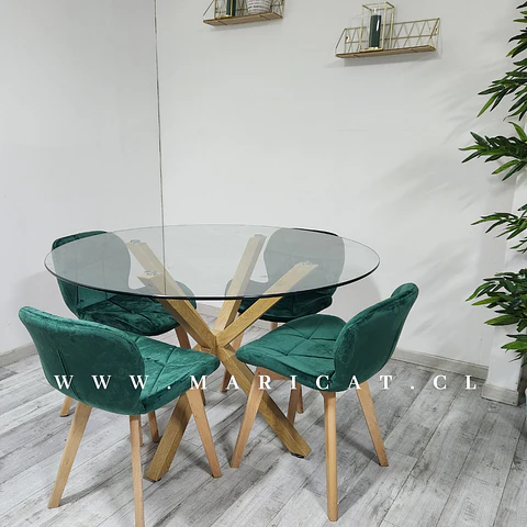 Comedor Redondo Madera 4 Sillas Eames – Mesa 100cm