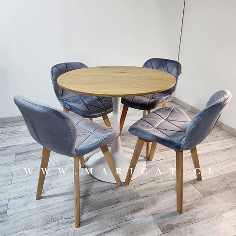 Comedor Redondo Melamina 4 Sillas Tulip – Mesa 80cm