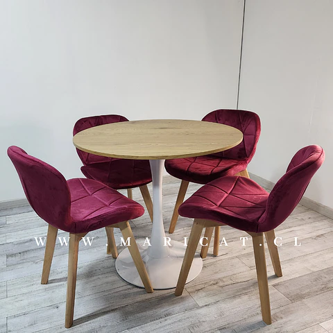 Comedor Redondo Melamina 4 Sillas Tulip – Mesa 80cm