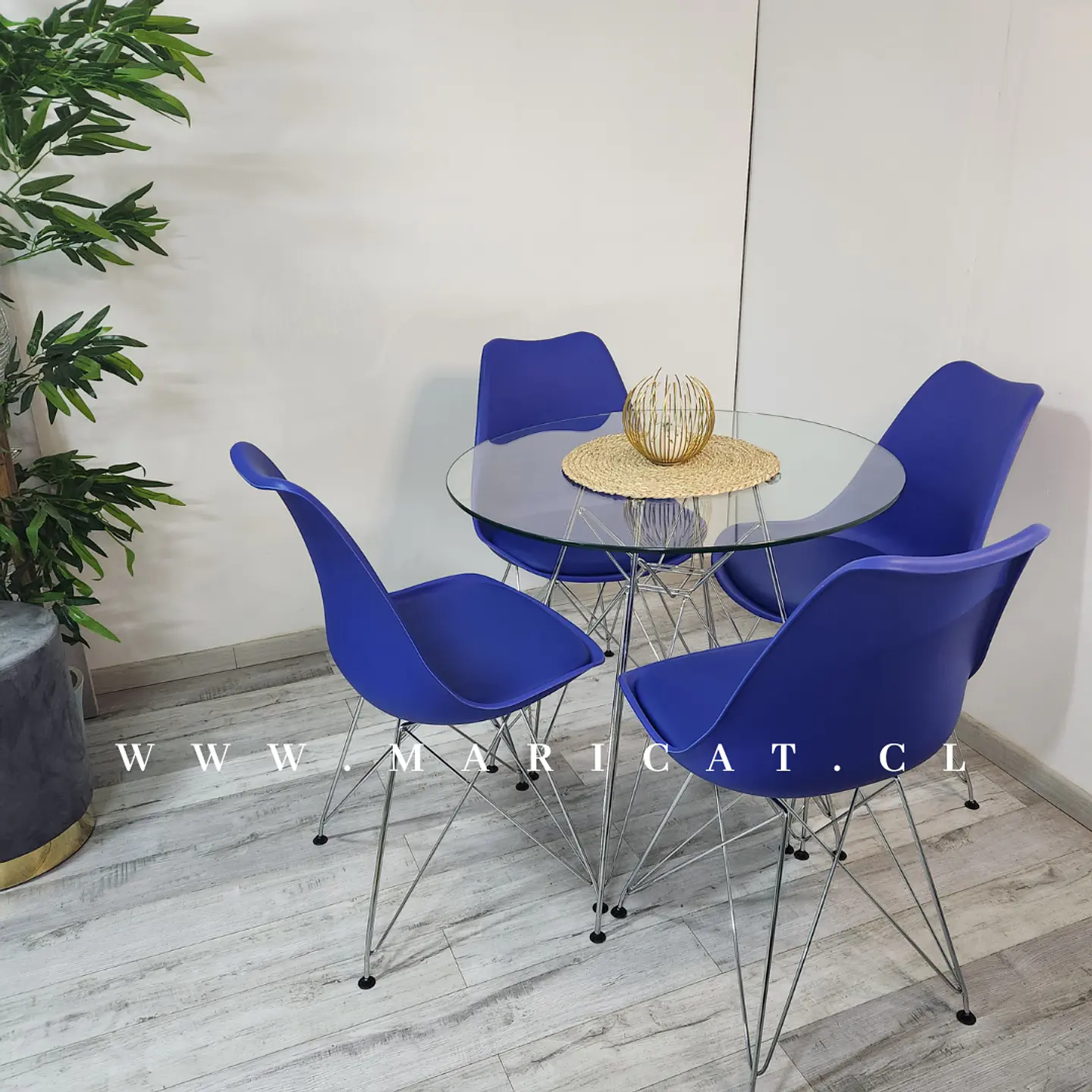 Comedor Redondo Vidrio 4 Sillas Tulip – Mesa 80cm 2