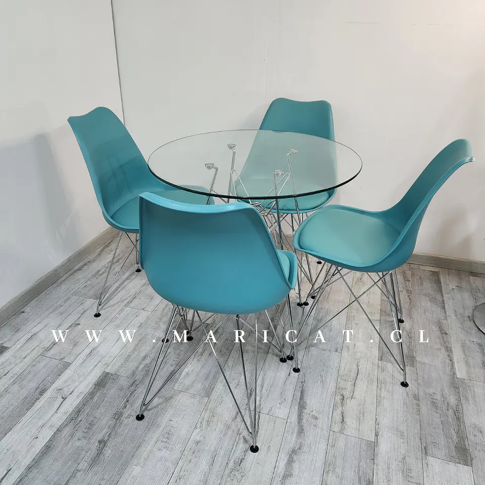 Comedor Redondo Vidrio 4 Sillas Tulip – Mesa 80cm 5