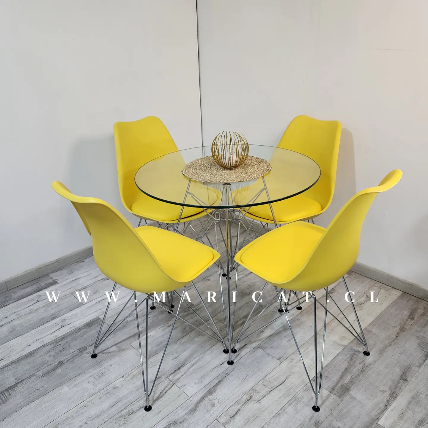 Comedor Redondo Vidrio 4 Sillas Tulip – Mesa 80cm 3