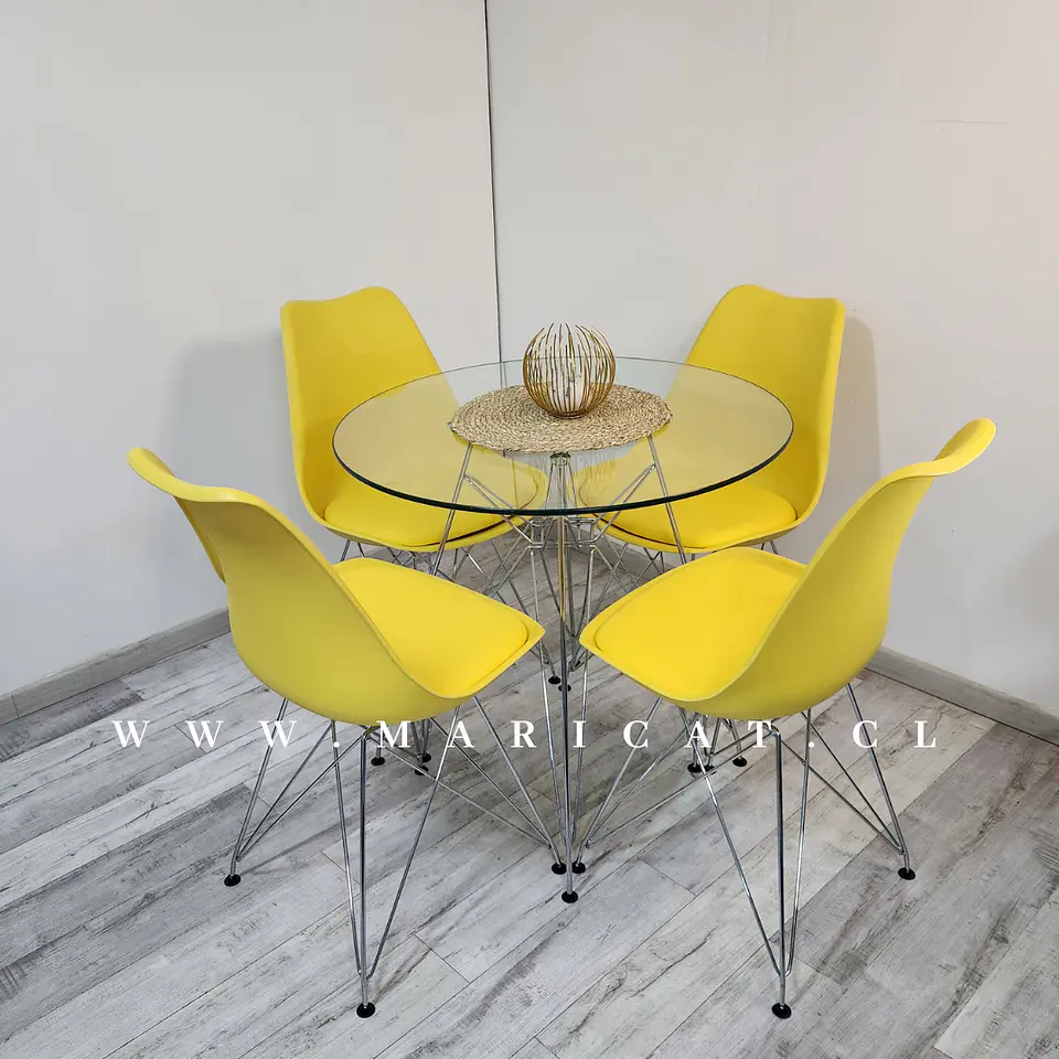 Comedor Redondo Vidrio 4 Sillas Tulip – Mesa 80cm 3