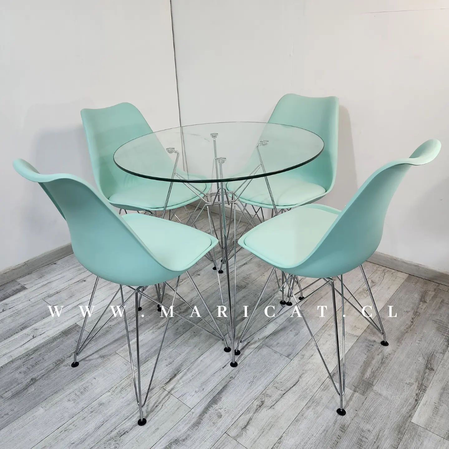 Comedor Redondo Vidrio 4 Sillas Tulip – Mesa 80cm 7