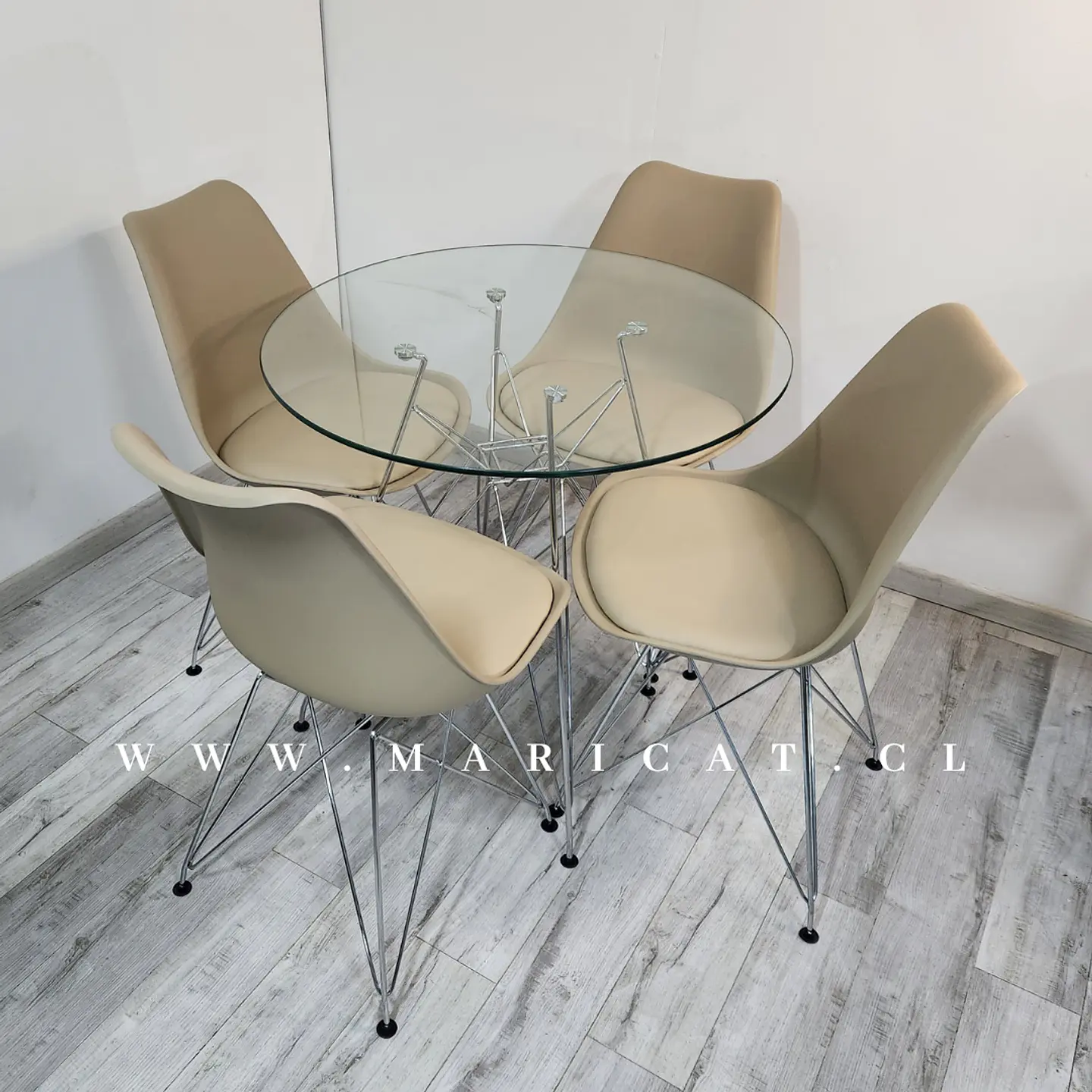 Comedor Redondo Vidrio 4 Sillas Tulip – Mesa 80cm 6