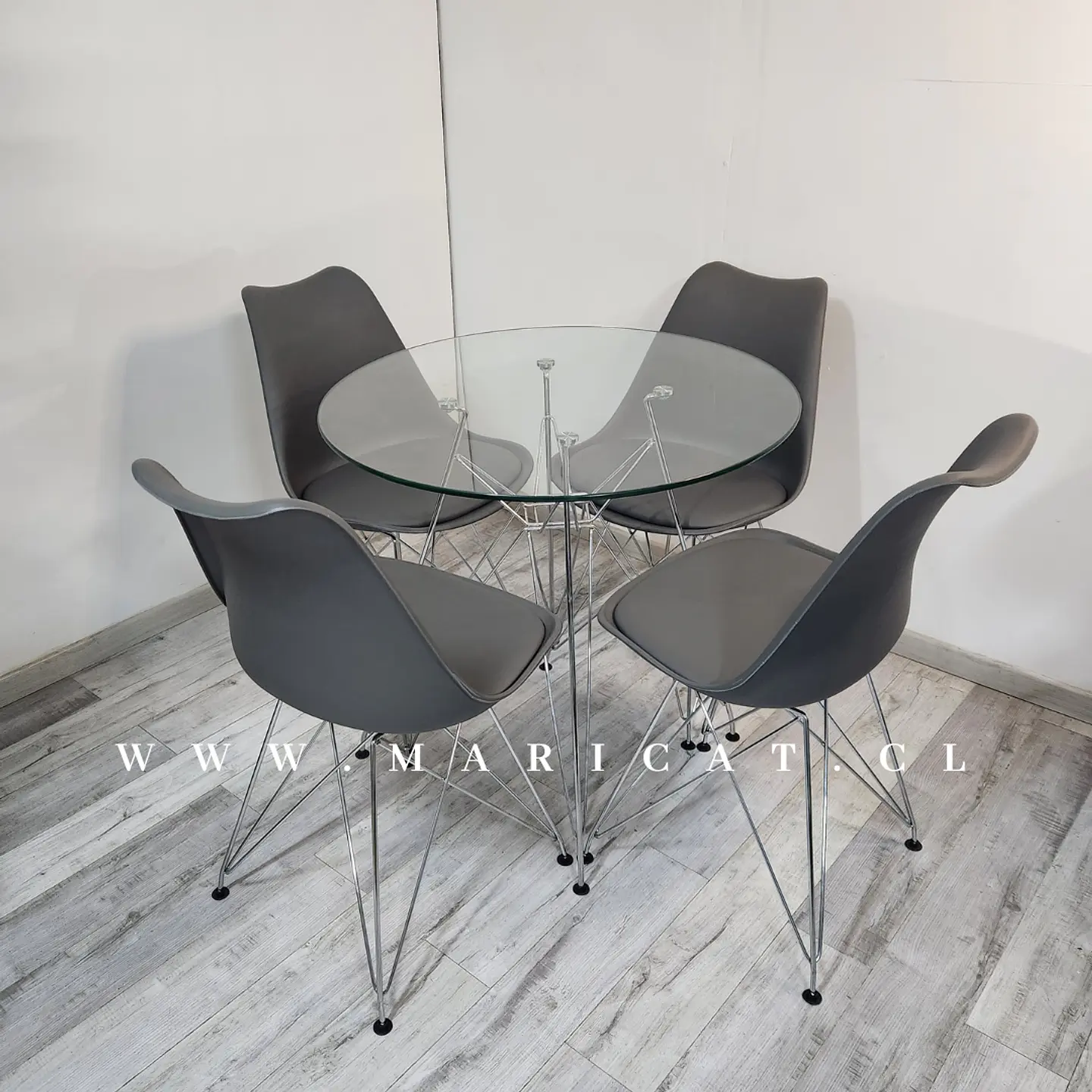 Comedor Redondo Vidrio 4 Sillas Tulip – Mesa 80cm 8