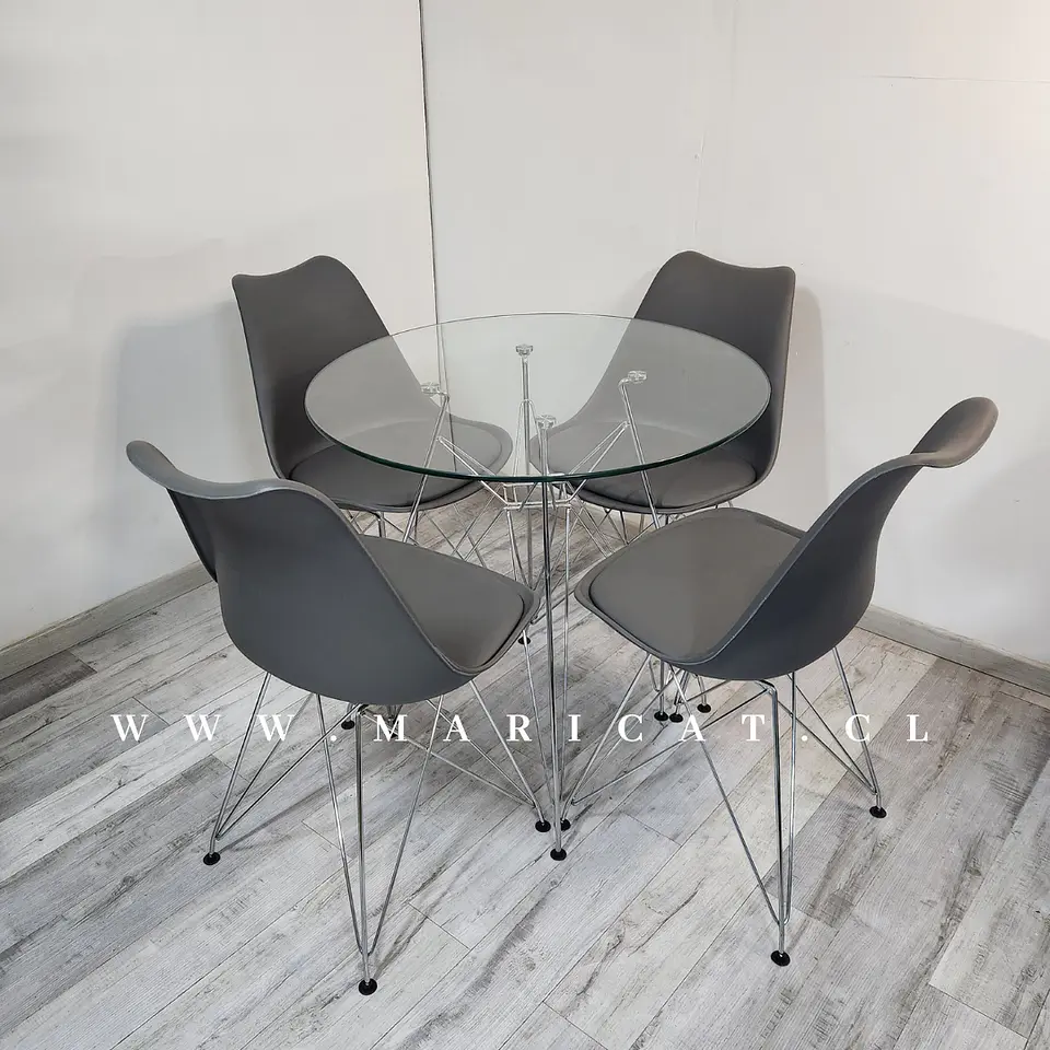 Comedor Redondo Vidrio 4 Sillas Tulip – Mesa 80cm 8