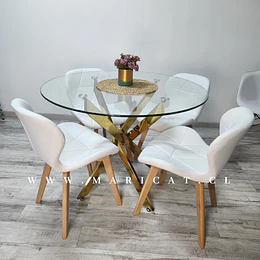 Mesa Dubai Vidrio + Silla Mariposa Tulip