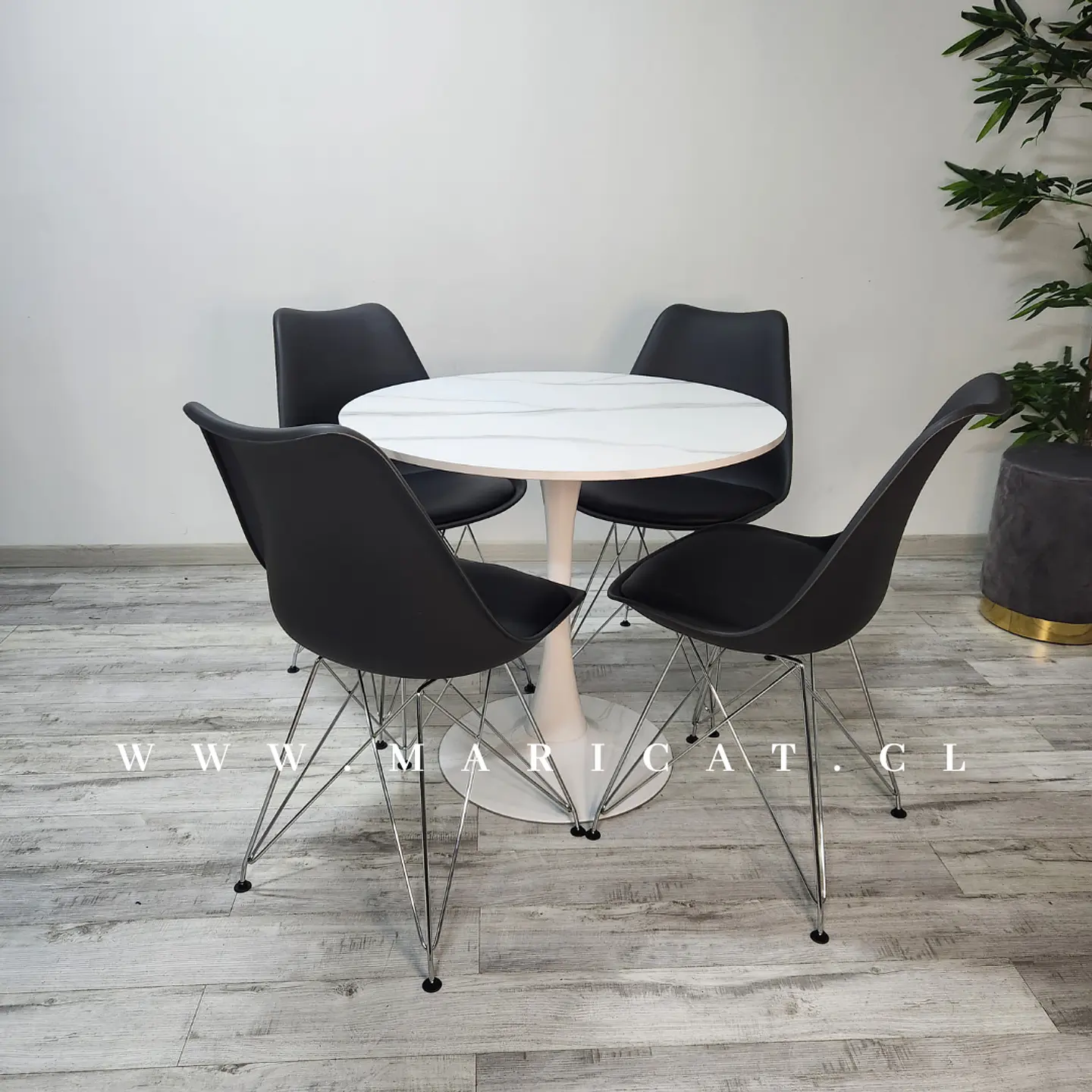Comedor Redondo Mármol 4 Sillas Tulip – Mesa 80cm 2