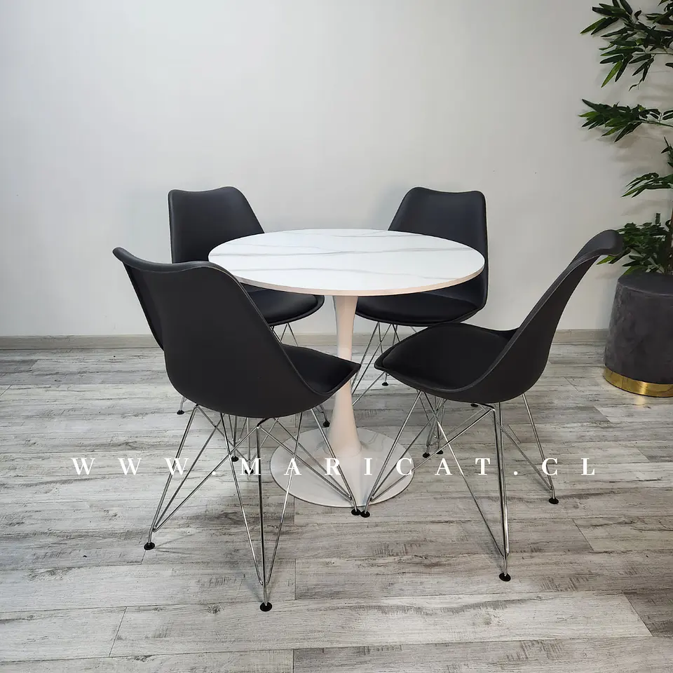 Comedor Redondo Mármol 4 Sillas Tulip – Mesa 80cm 2