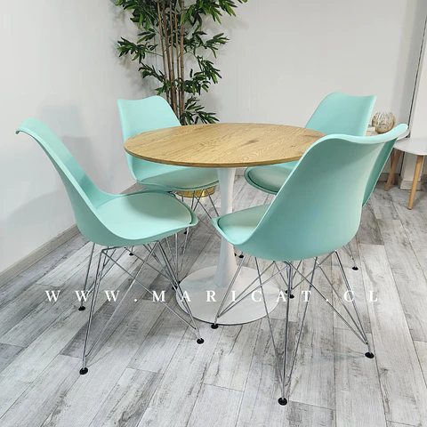 Comedor Redondo Melamina 4 Sillas Tulip – Mesa 80cm