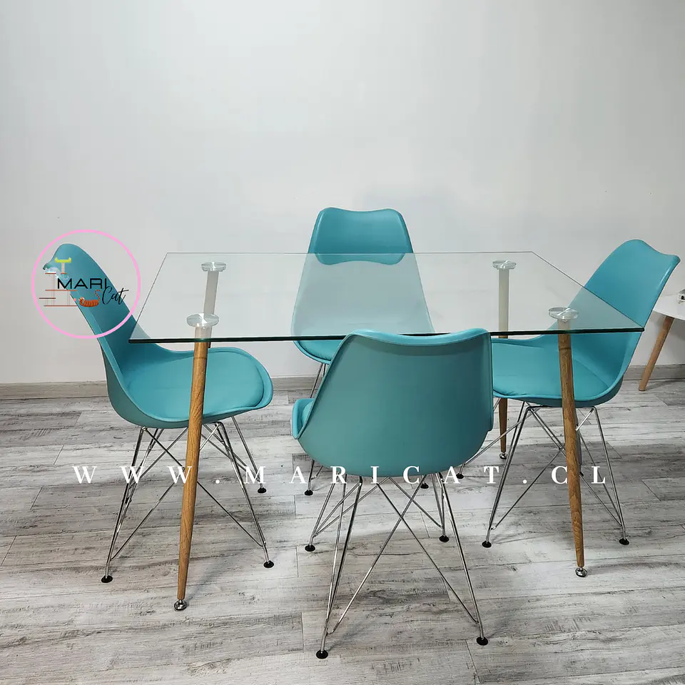 Comedor Rectangular Vidrio 4 Sillas Tulip – Mesa 100cm 3