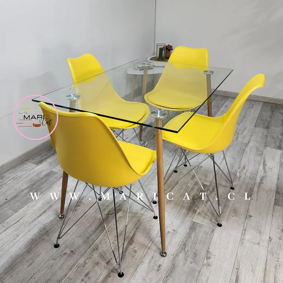 Comedor Rectangular Vidrio 4 Sillas Tulip – Mesa 100cm 1