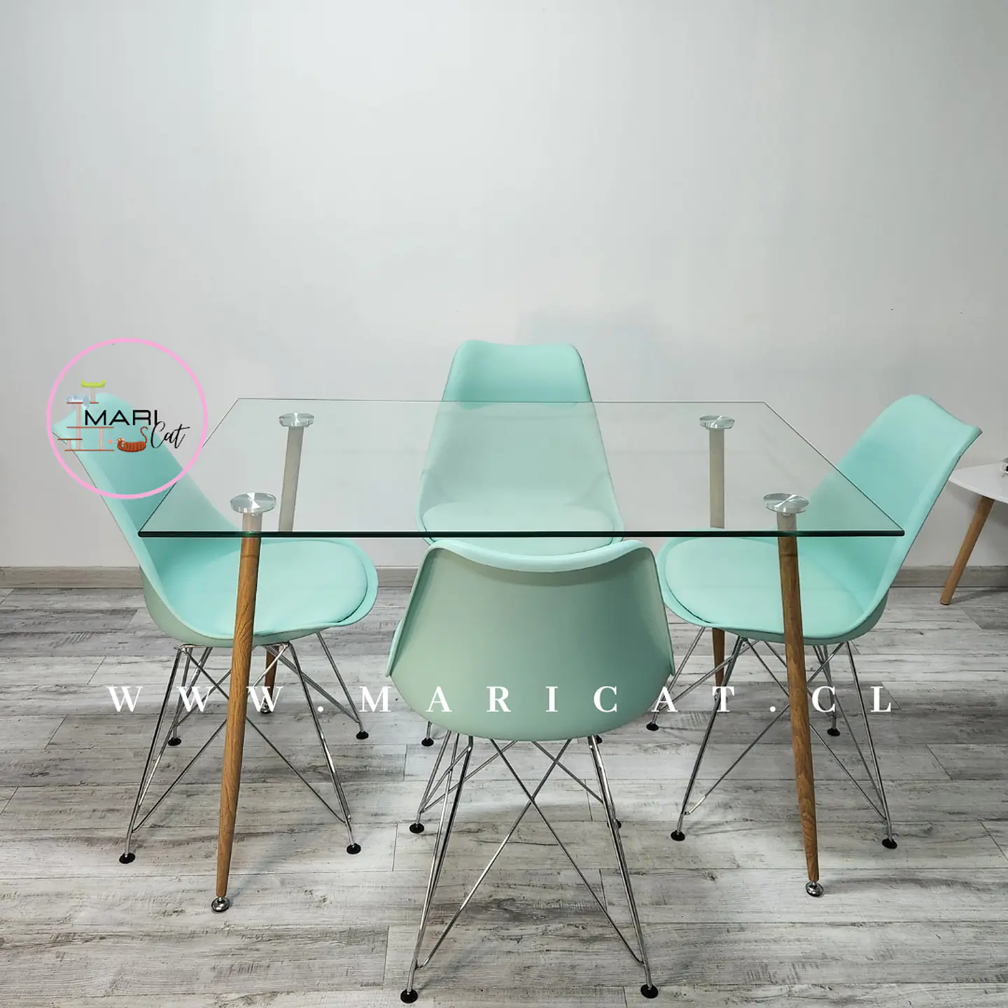 Comedor Rectangular Vidrio 4 Sillas Tulip – Mesa 100cm 4