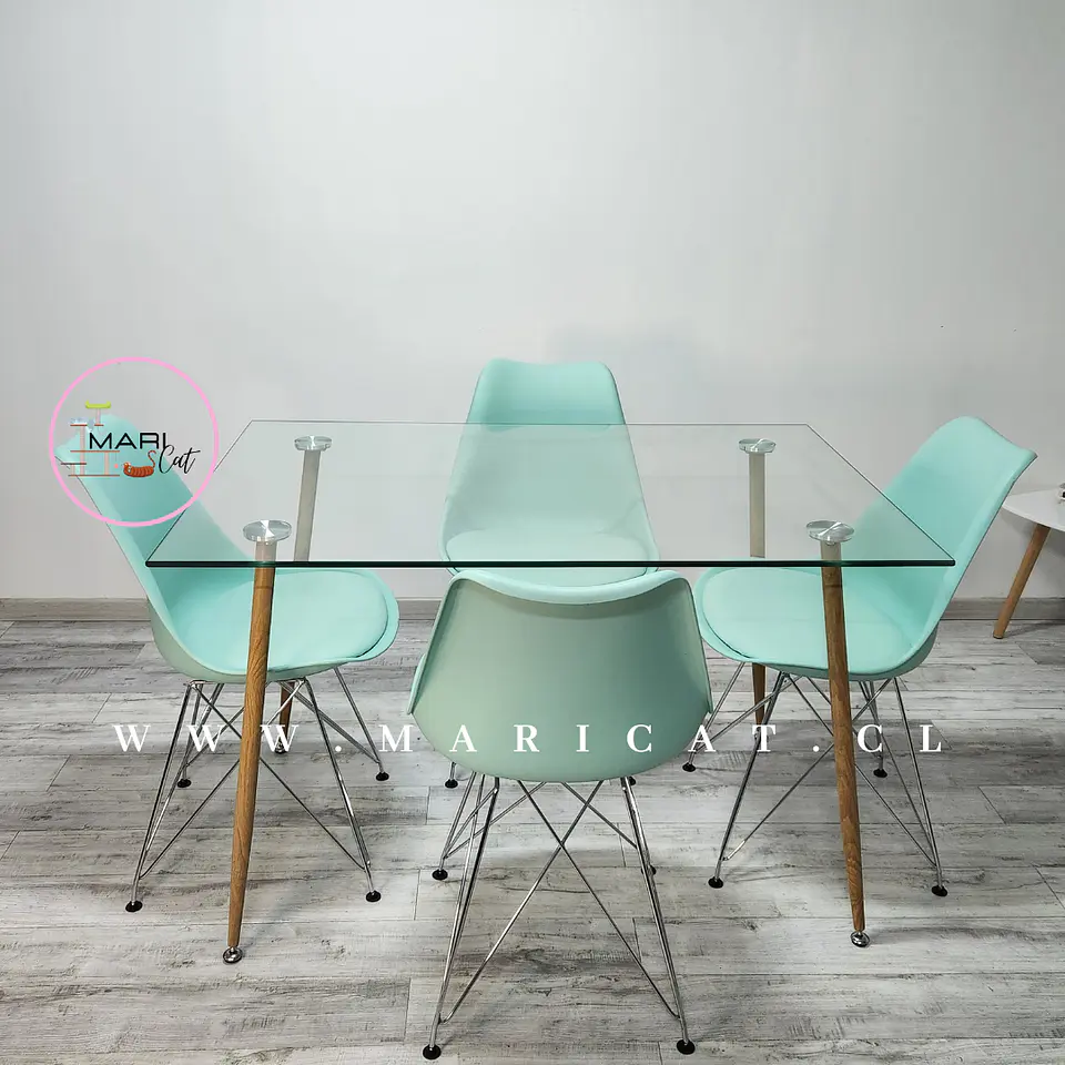 Comedor Rectangular Vidrio 4 Sillas Tulip – Mesa 100cm 4