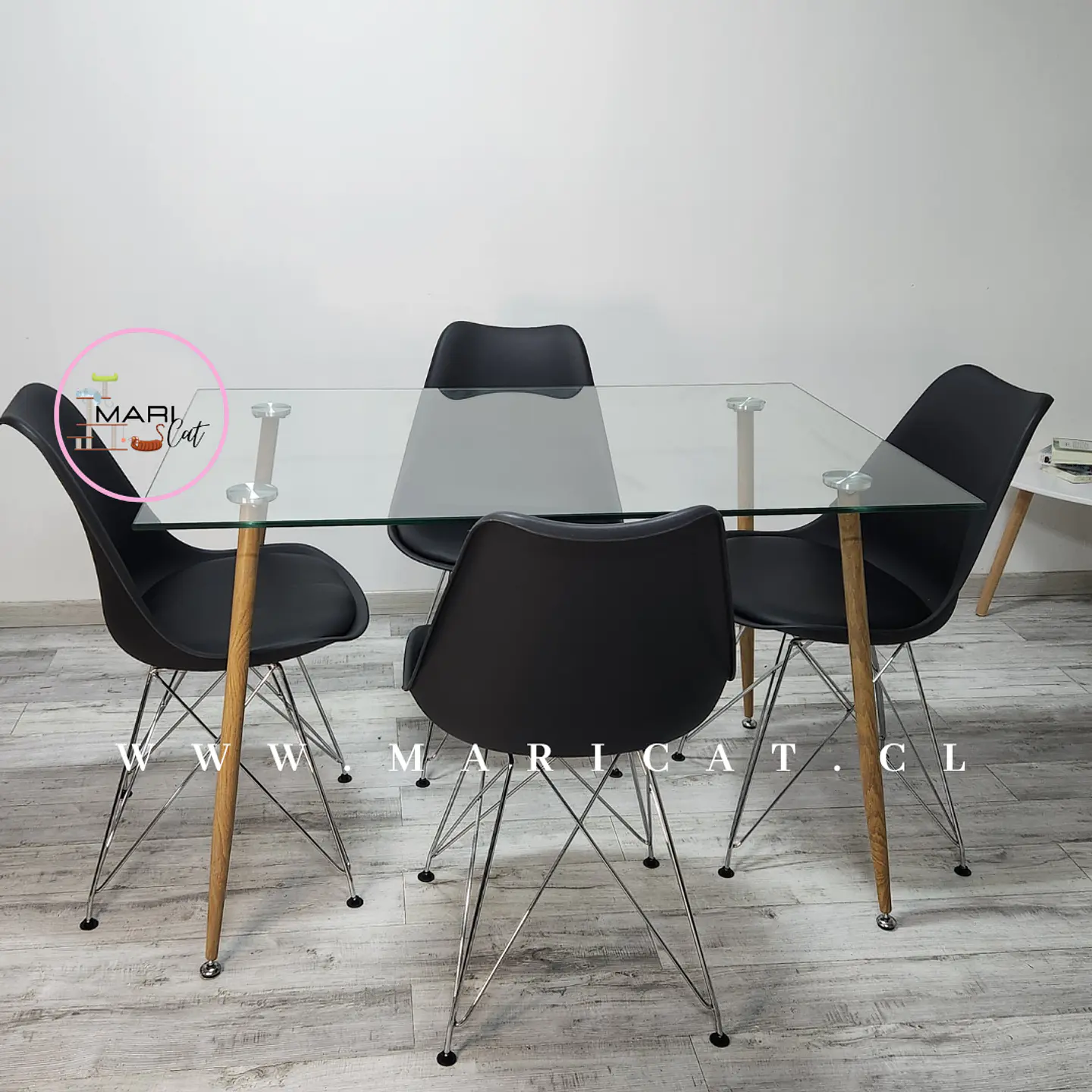 Comedor Rectangular Vidrio 4 Sillas Tulip – Mesa 100cm 5