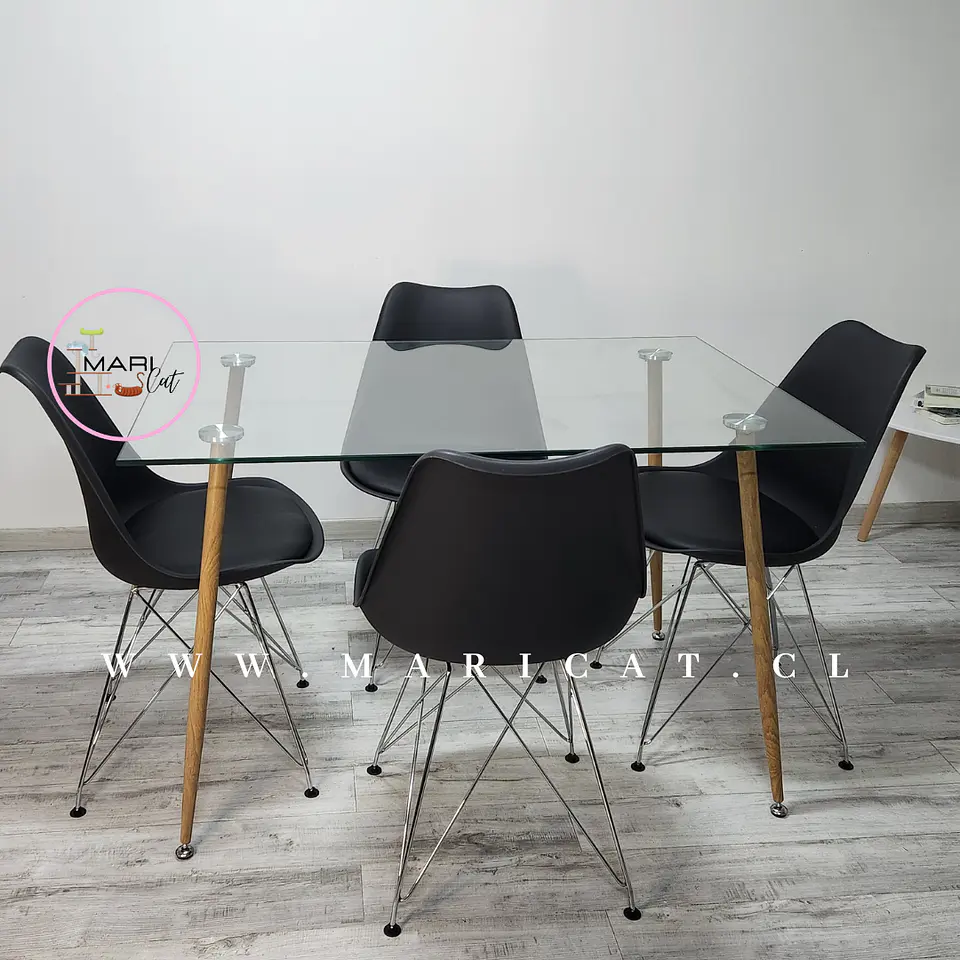 Comedor Rectangular Vidrio 4 Sillas Tulip – Mesa 100cm 5