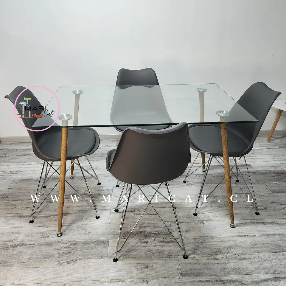 Comedor Rectangular Vidrio 4 Sillas Tulip – Mesa 100cm 6