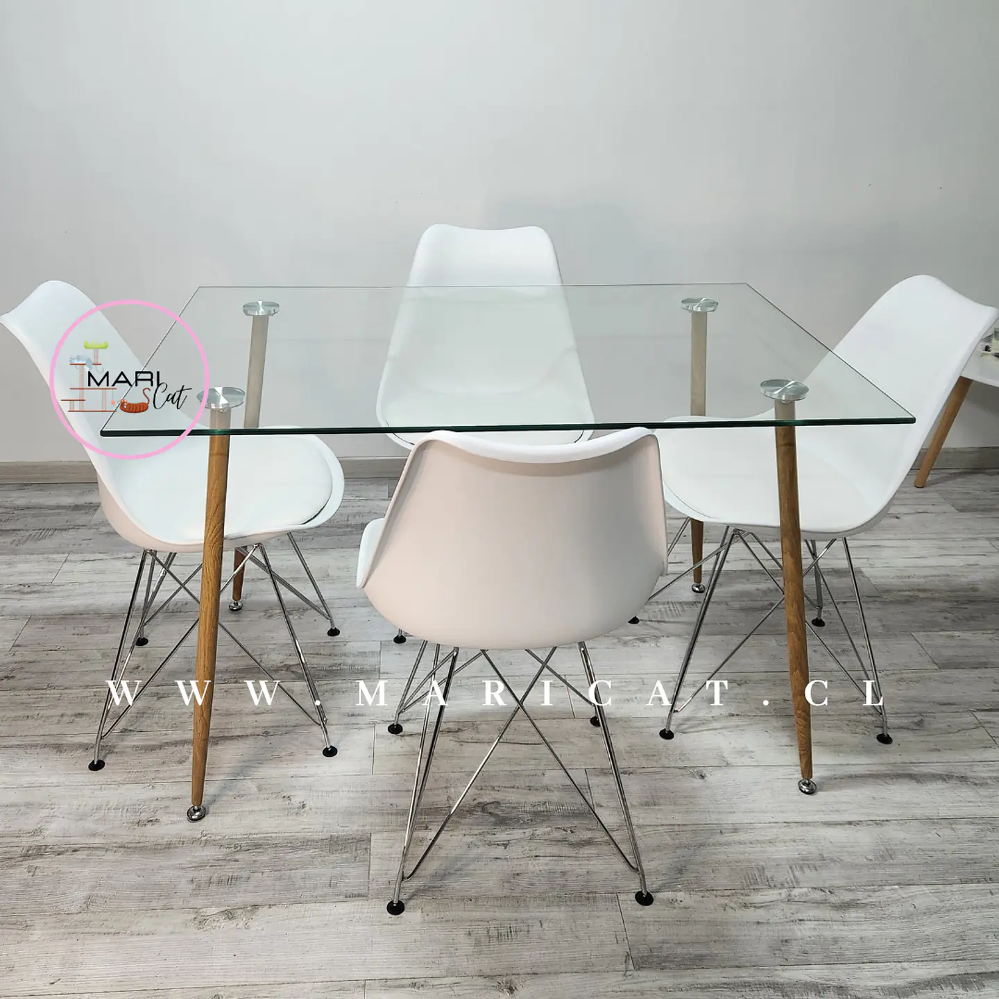 Comedor Rectangular Vidrio 4 Sillas Tulip – Mesa 100cm 7