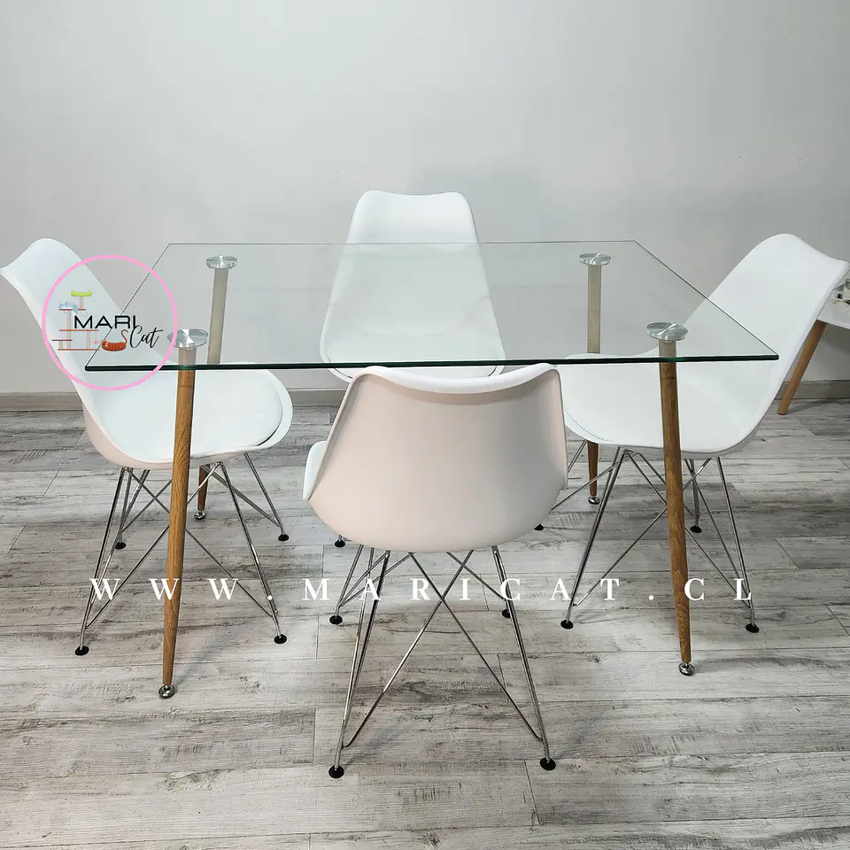 Comedor Rectangular Vidrio 4 Sillas Tulip – Mesa 100cm 7