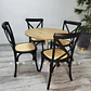 Comedor Redondo Mesa Tulip Wood Melamina + 4 Sillas Crossback Madera Ratán  - Miniatura 4