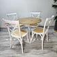 Comedor Redondo Mesa Tulip Wood Melamina + 4 Sillas Crossback Madera Ratán  - Miniatura 1