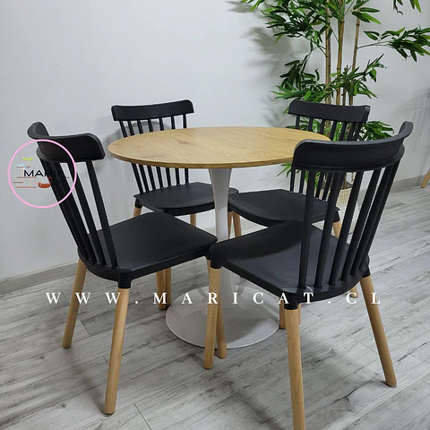 Comedor Redondo Melamina 4 Sillas Tulip – Mesa 100cm