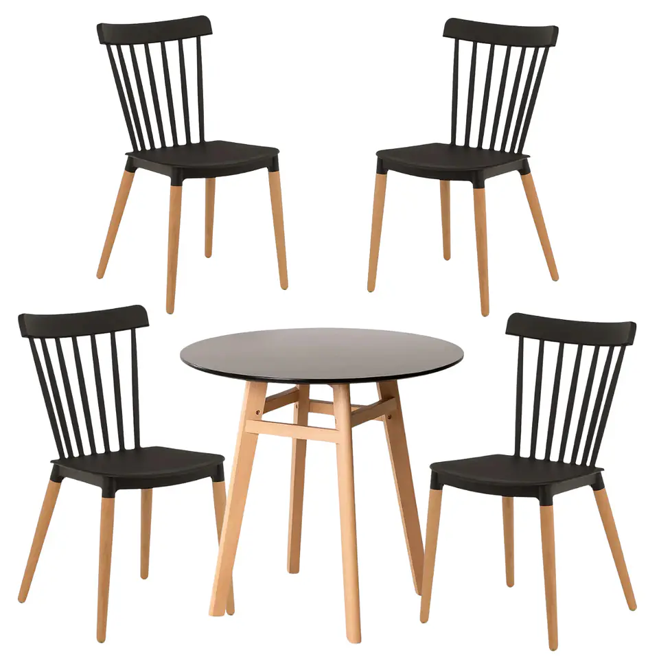 Comedor Redondo Mesa Nordic MDF + 4 Sillas Windsor 2