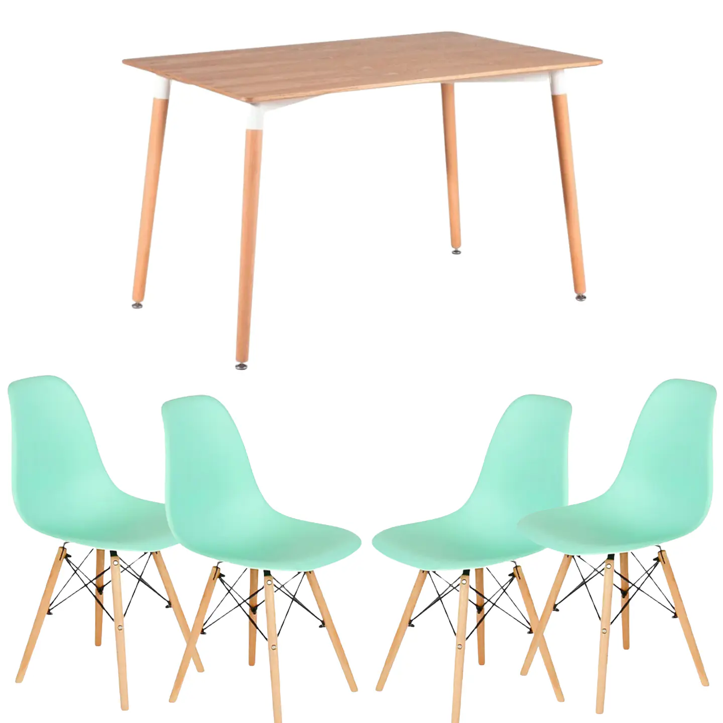 Mesa rectangular eames MDF wood + 4 Sillas Eames – Comedor 130x80cm 4