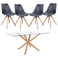 Mesa vidrio Rectangular Madrid Warwick + Sillas Tulip Nordic con cojin  - Miniatura 4