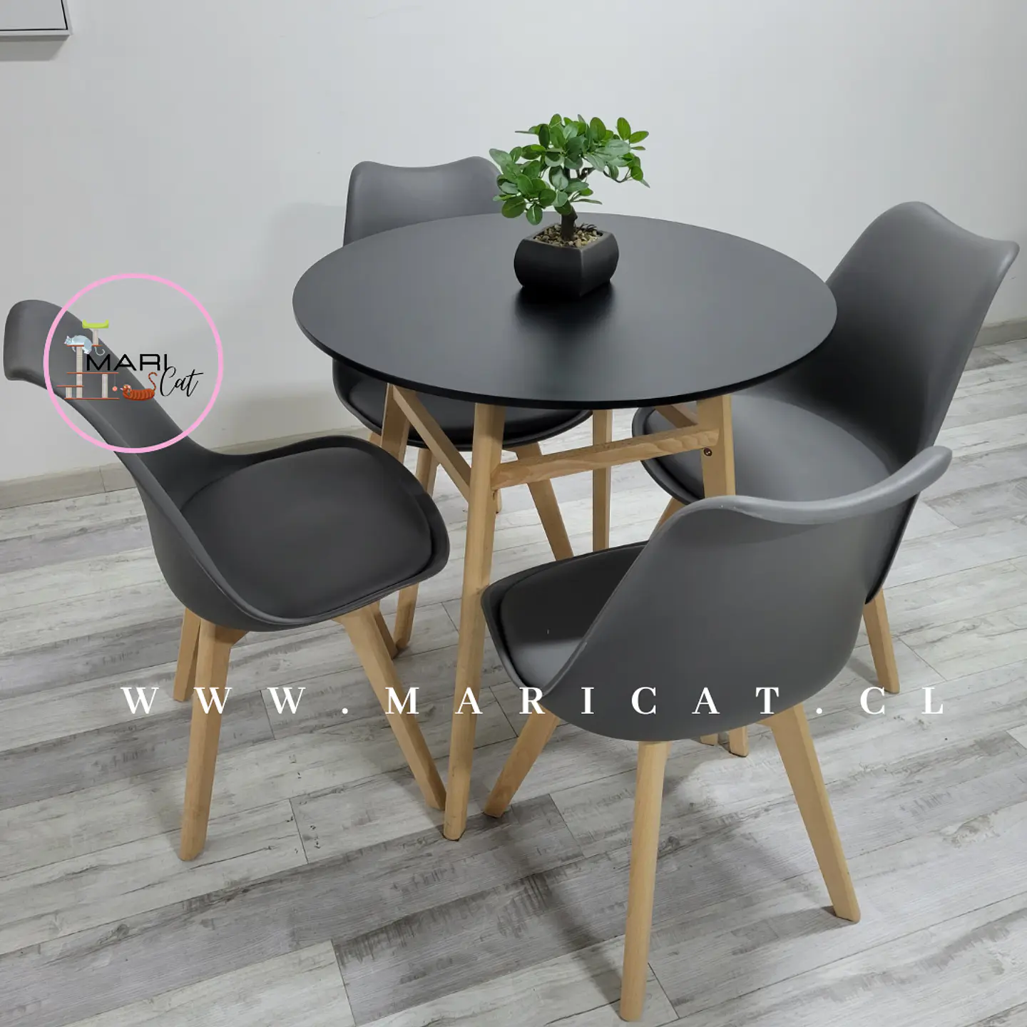 Comedor Redondo Vidrio 4 Sillas Tulip Nordic – Mesa 80cm 4