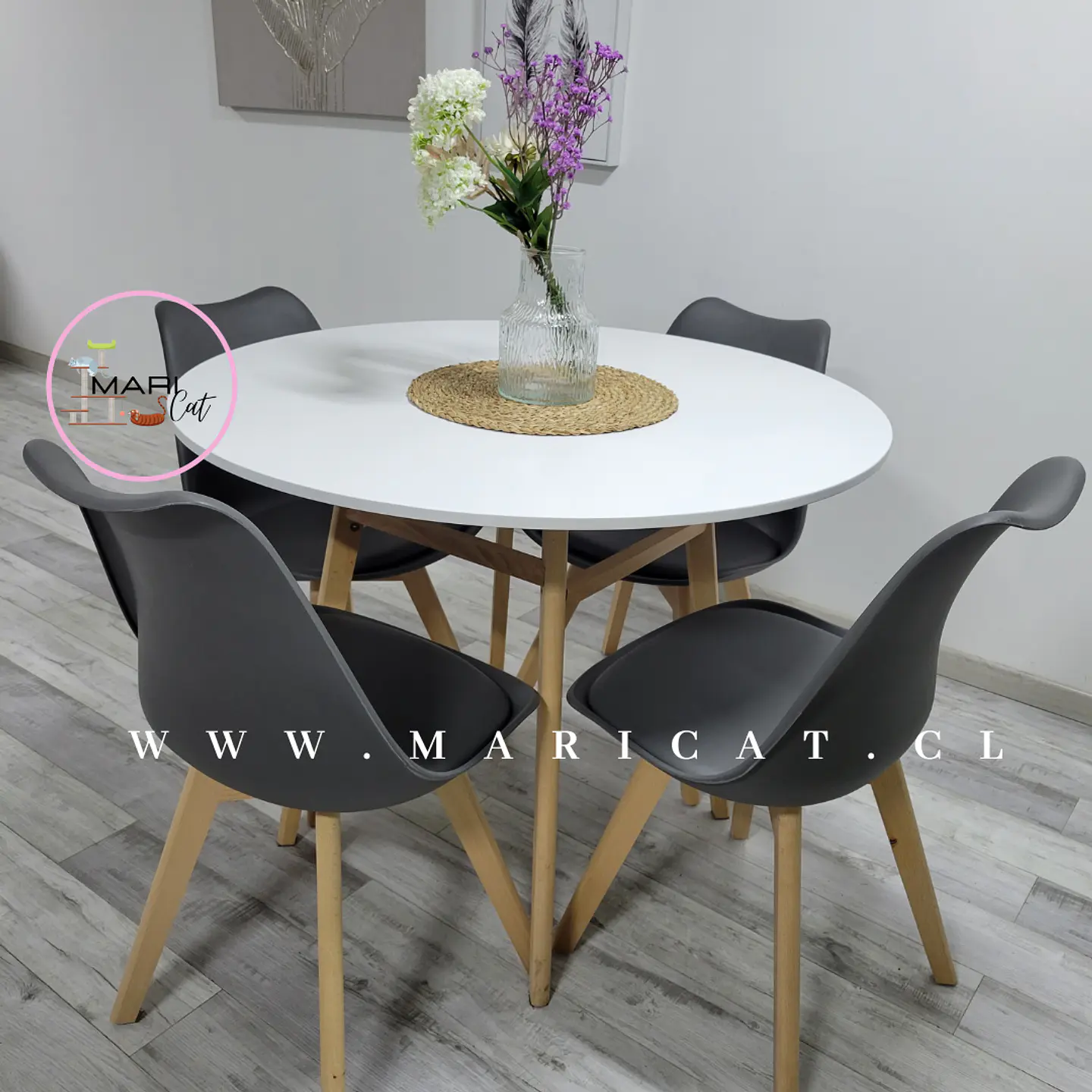 Comedor Redondo Vidrio 4 Sillas Tulip Nordic – Mesa 80cm 6