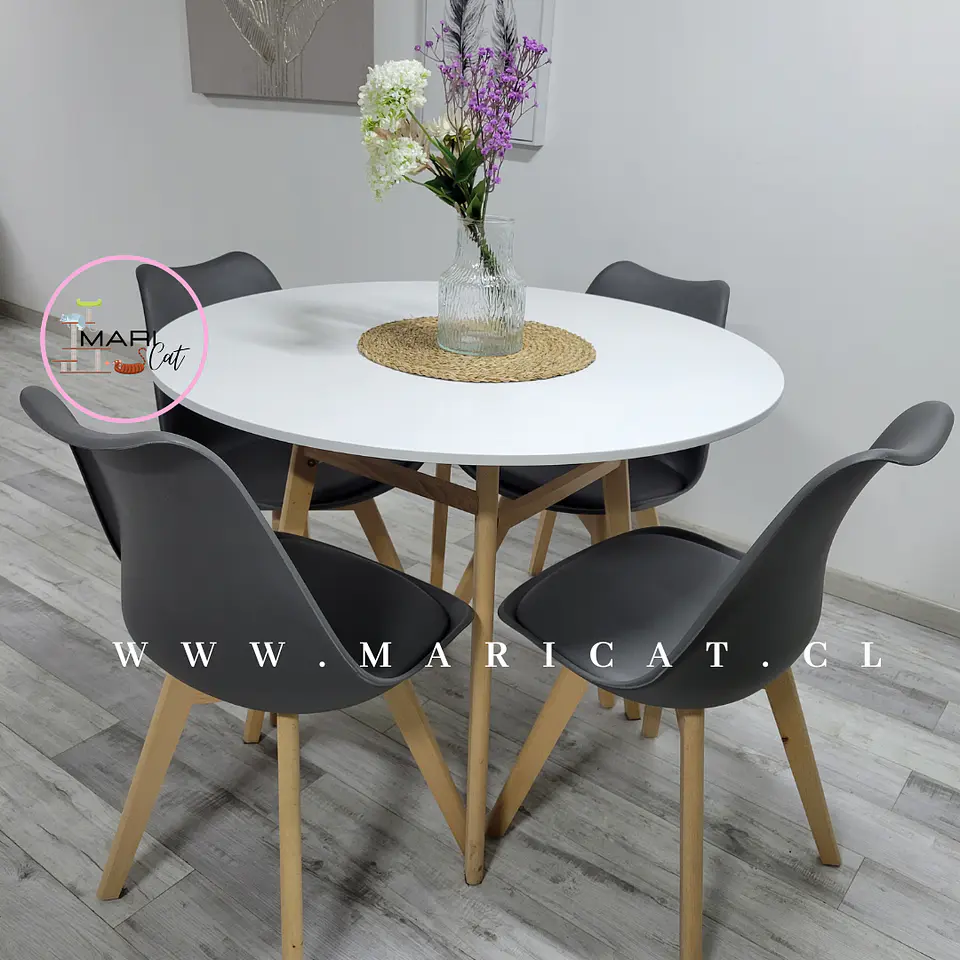Comedor Redondo Vidrio 4 Sillas Tulip Nordic – Mesa 80cm 6