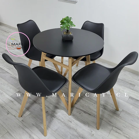Comedor Redondo Vidrio 4 Sillas Tulip Nordic – Mesa 80cm