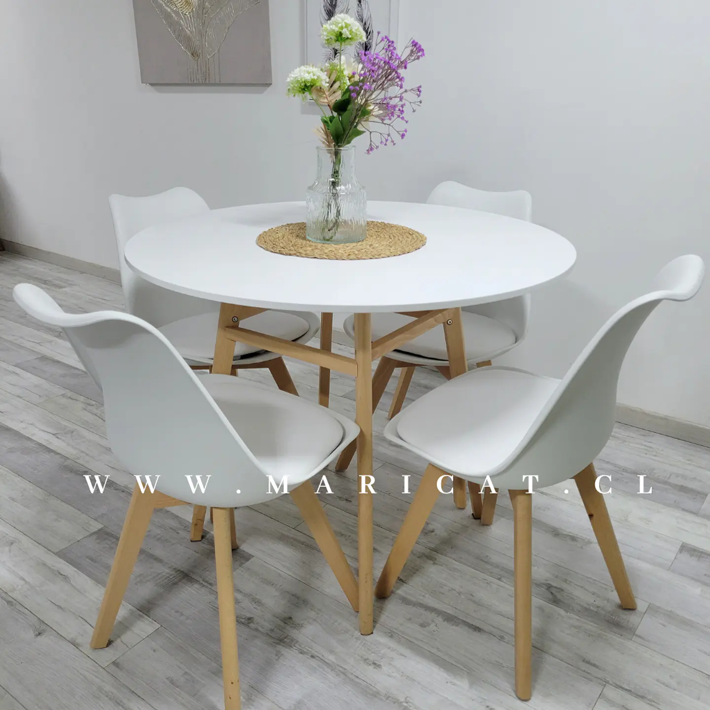 Comedor Redondo Vidrio 4 Sillas Tulip Nordic – Mesa 80cm 1