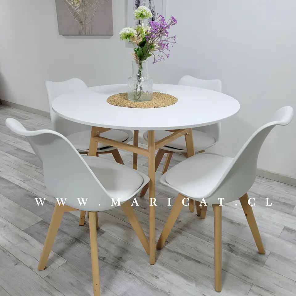 Comedor Redondo Vidrio 4 Sillas Tulip Nordic – Mesa 80cm 1