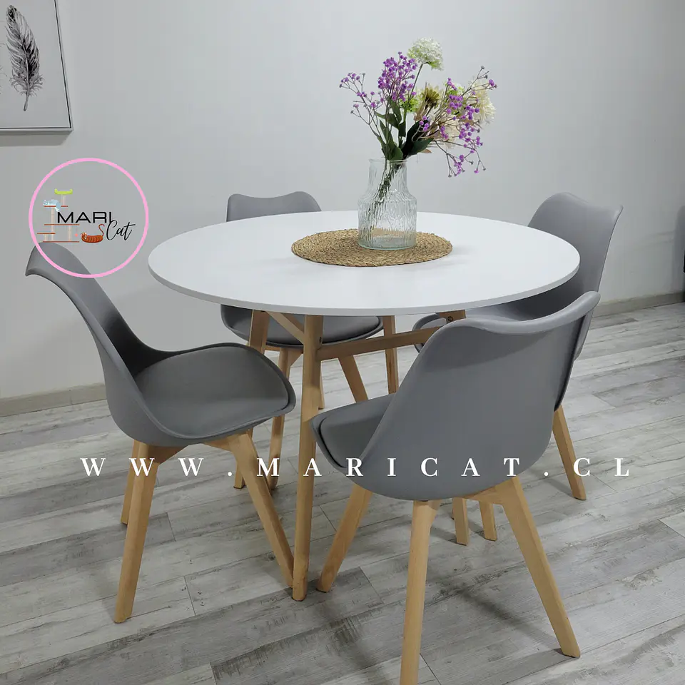 Comedor Redondo Vidrio 4 Sillas Tulip Nordic – Mesa 80cm 3