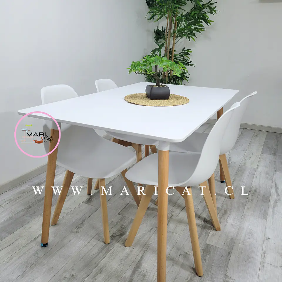 Mesa Rectangular Eames negro + Silla Eames Tulip negro- comedor 120cm 4
