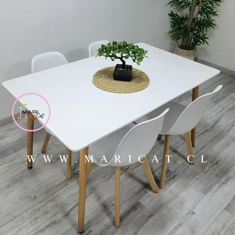 Mesa Rectangular Eames negro + Silla Eames Tulip negro- comedor 120cm 5
