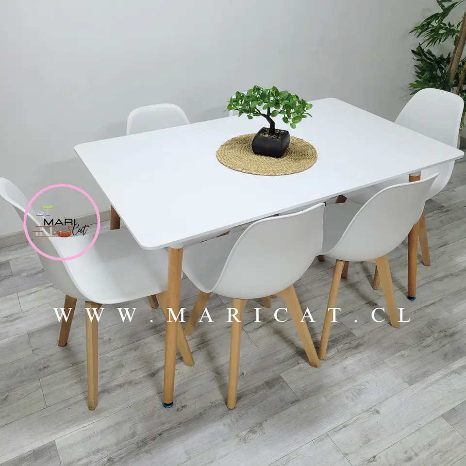 Mesa Rectangular Eames negro + Silla Eames Tulip negro- comedor 120cm 6
