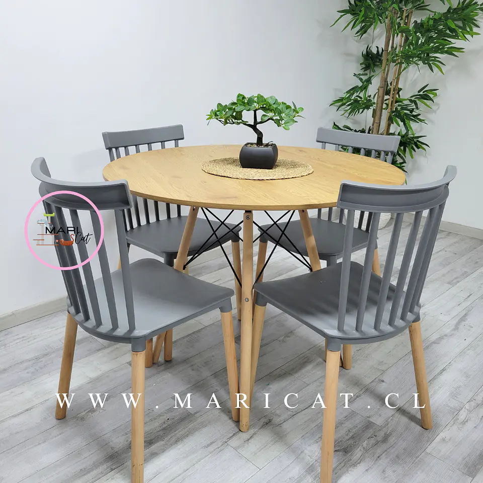 Comedor Redondo Madera 4 Sillas Windsor – Mesa 120cm 4