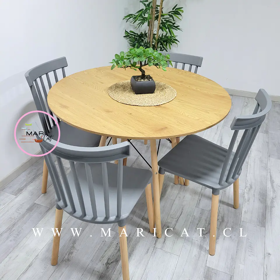 Comedor Redondo Madera 4 Sillas Windsor – Mesa 120cm 3