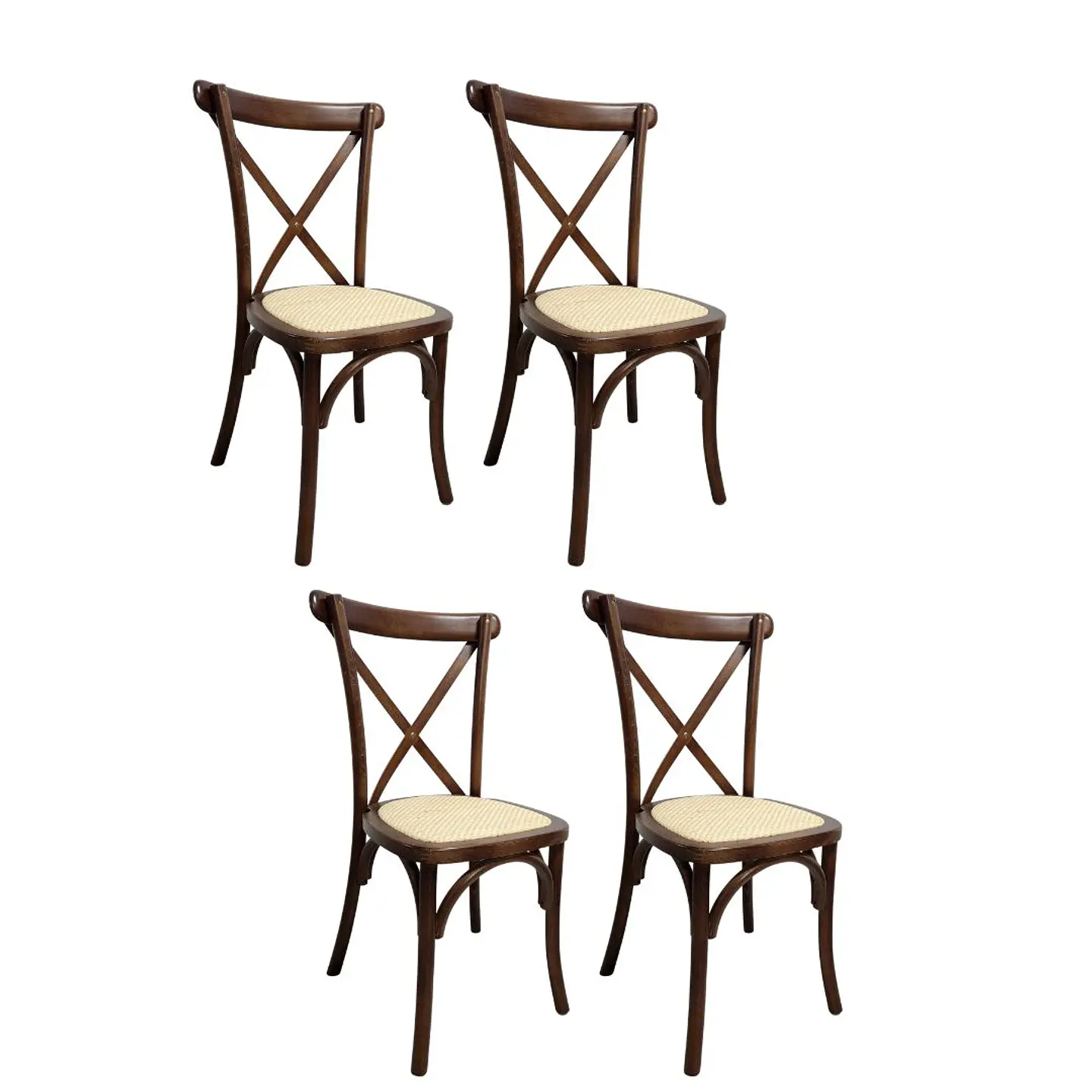Packs 4 Silla Crossback de Madera Rattan- comedor terraza living eventos 8