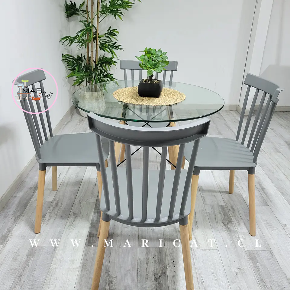 Comedor Redondo Vidrio 4 Sillas Windsor – Mesa 80cm 3
