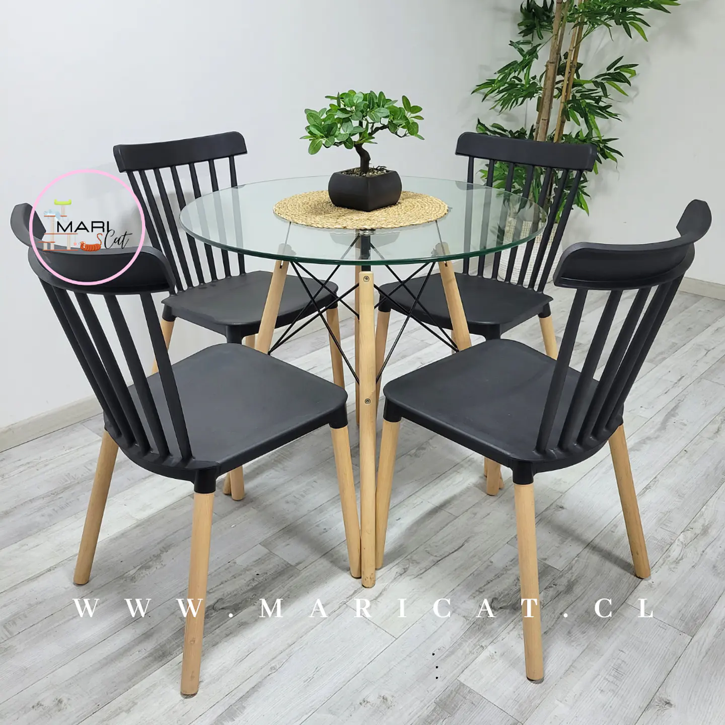 Comedor Redondo Vidrio 4 Sillas Windsor – Mesa 80cm 2
